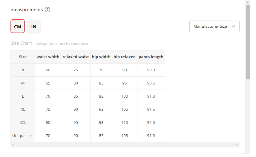 Size Chart