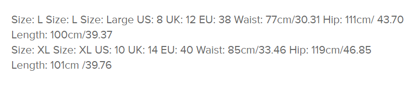 Size Chart