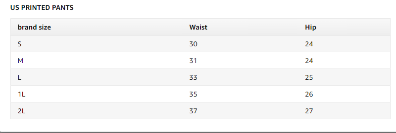 Size Chart