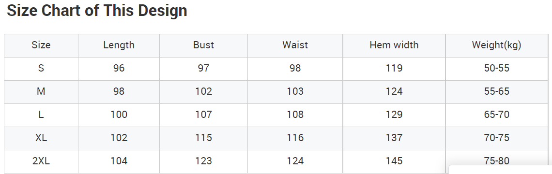 Size Chart