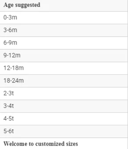 Size Chart