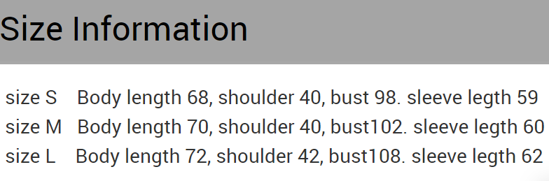 Size Chart