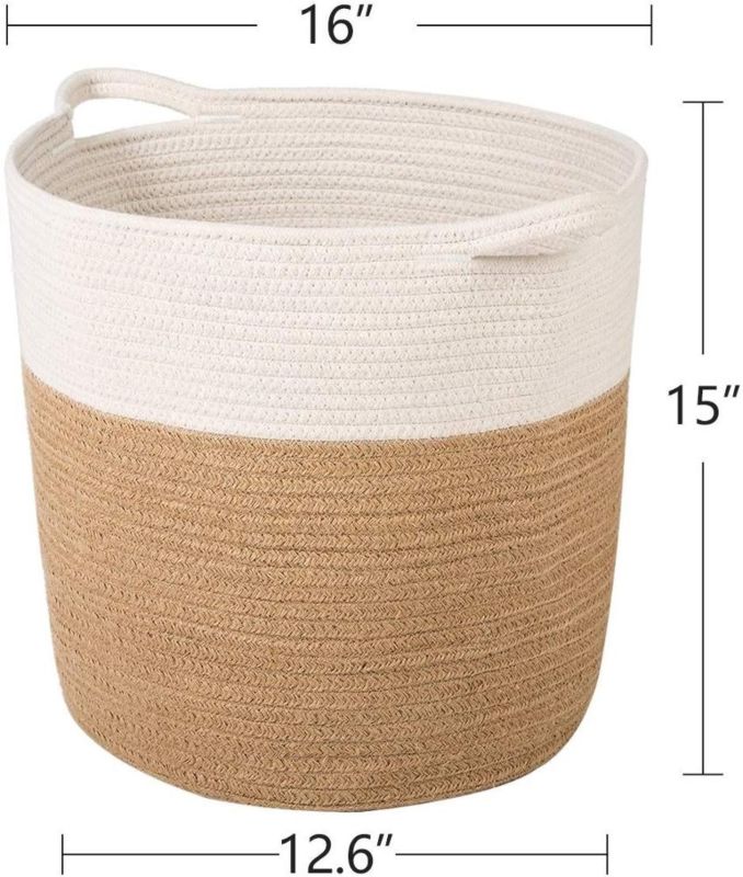Cotton Rope Plant Basket for Plants, Cotton Plant Pot, Woven Storage Baskets, Indoor Planter and Organizer with Handles 11"X11"