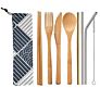 Sustainable Bamboo Eco Organic Travel with Carrying Pouch Spoon Knife Fork Cutlery Set
