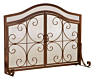 Hearth Small Crest Fireplace Screen with Doors, Decorative Scroll Design, Free Standing Spark Guard