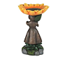 Cute Little Girl Holding Sunflower Bird Feeder Resin Garden Statue