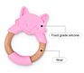 Bpa Free Animal Shape Silicone Chew Toy Baby Teething Ring Silicone and Wooden Baby Teether