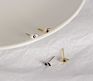 Minimal and Delicate Jewelry Sterling Silver 18K Gold Tiny Charm Blue Stone Cz Pave Evil Eye Stud 925 Silver Earrings