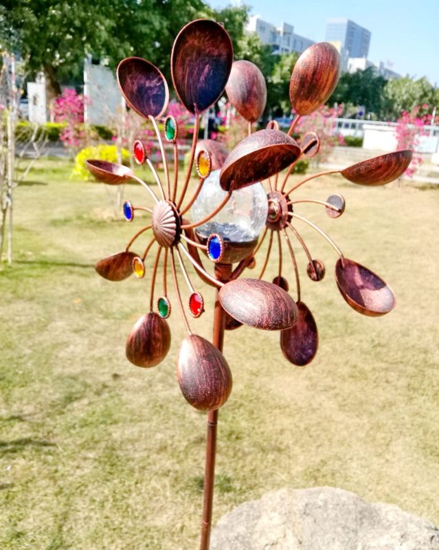 Solar Powered Glass Ball Garden Wind Spinners