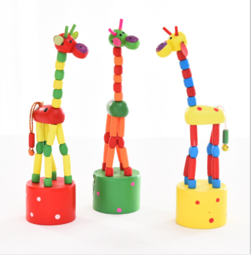 Pop-Up Giraffe Wooden Puppet Push Finger Toy