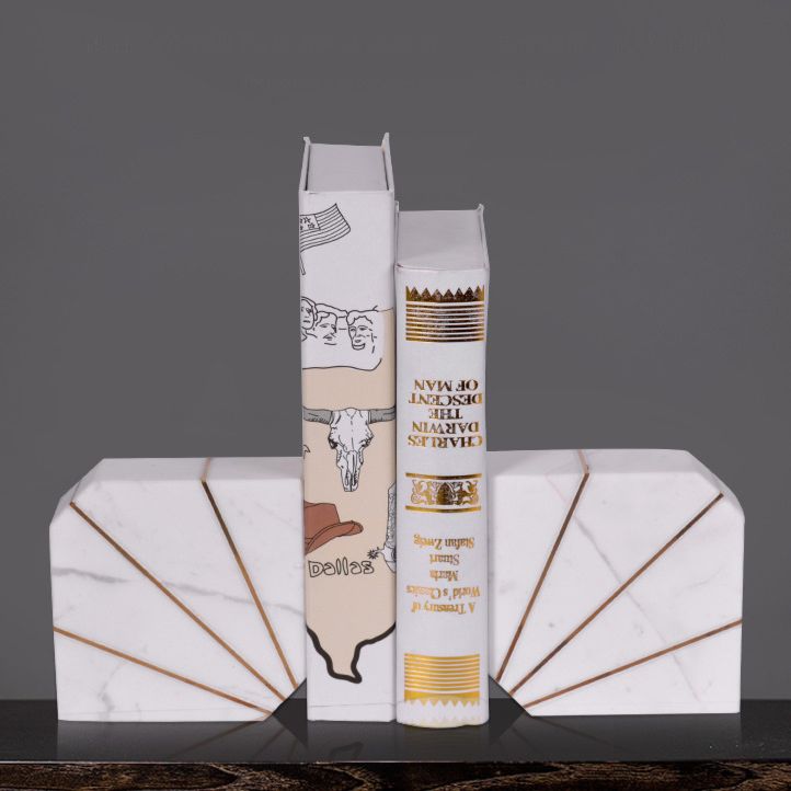 Luxury Decorative Cube Bookends Heavy Duty Bookends Holder Marble Designer Bookends