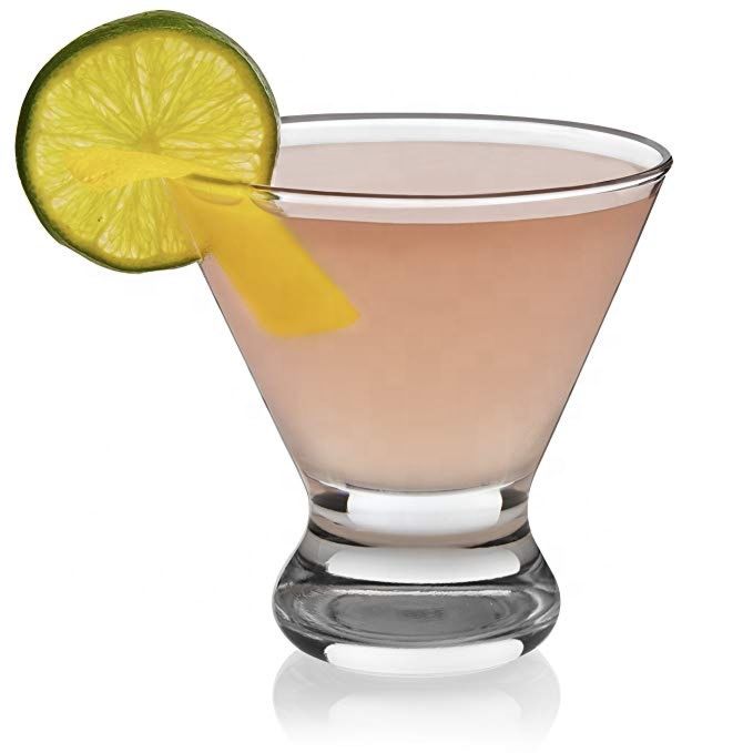 8-Ounces Crystal Clear Handmade Bar Stemless Cocktail Martini Glass