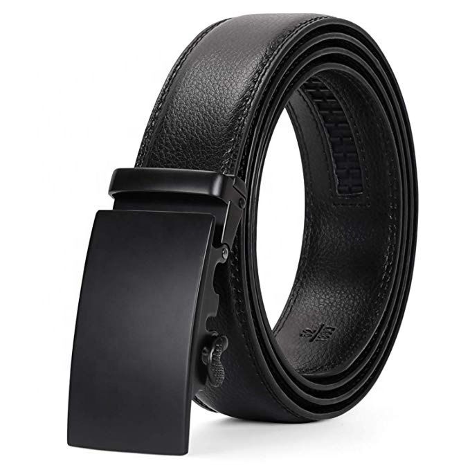 Men Leather Ratchet Belt with Automatic Buckle
