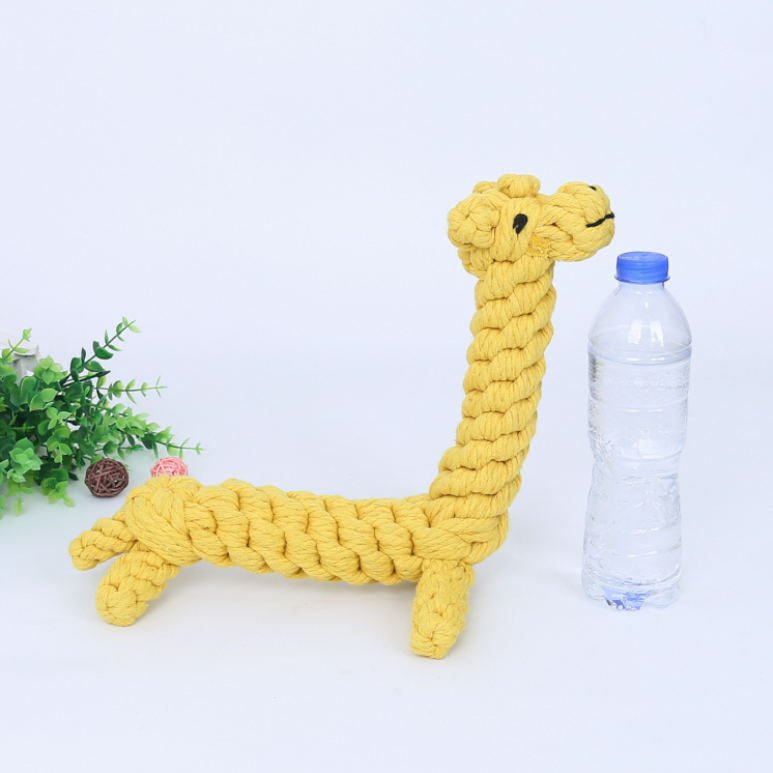 Popular Yellow Giraffe Cotton Rope Toy Durable Pet Toy Dog Chew Toy