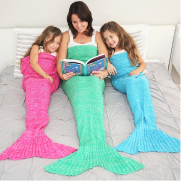 Adult Super Soft All Seasons Sleeping Knitted Blankets Mermaid Tail Mermaid Blanket