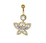 Gaby Stainless Steel Pink Diamond Butterfly Belly Button Rings Body Piercing Jewelry