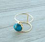Vintage Women Turquoise Quartz Gemstone 18 K Gold Plated Finger Rings Jewelry