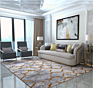 Cynthia Luxury Machine Made Grey and Blue Geometric Quatrefoil Design Modern Area Rugs for Living Room