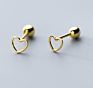 Se104-814 Halo Small Pair of Open Heart Stud Earrings in Sterling Silver Screw Back Earrings Helix Conch Tragus Cartilage