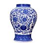 Chinese Style Antique Blue and White Ceramic Large Ginger Jar with Lid for Decor