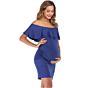Off-Shoulder One-Shoulder Dress Ruffled Maternity Dress