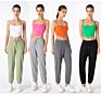 Waffle Fabric High Elastic Training Yoga Pant Casual Loose Track Pants Jogger for Women