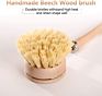 Zero Waste Reusable Bamboo Wooden Kitchen Dish Washing Cleaning Brush Wood Sisal Dish Cleaning Kitchen Brush