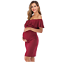 Off-Shoulder One-Shoulder Dress Ruffled Maternity Dress