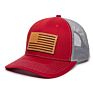 American Flag Genuine Leather Patch Mesh Back Trucker Hat - Adjustable Snapback Baseball Cap for Men & Women