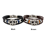 Vintage Alloy Peace Sign Multi-Layer Beaded Baided Leather Bracelets for Men Student Accessories