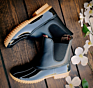 Women's Slip on Ankle Boots Personalized Waterproof Cotton Lined Black and Brown Leather round Toe Snow Rain Duck Boots