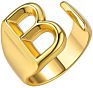 Adjustable Women Statement Rings Personalized Gold Bold Initial Letter Open Ring