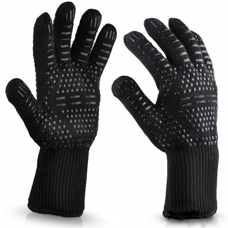 Heat Resistant Gloves 932F Extreme Heat Resistant Aramid Fiber Black Bbq Gloves