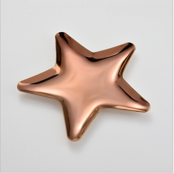 Nordic Style Gold-Plated Stars Plate Creative Plating Western Dish Snack Plate Cake Storage Tray