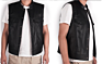 Design Mens Black Leather Vest Motorcycle Biker Vest