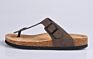 Top Men Buckle Straps Cork Sole Slip Slippers Sandals with Cow Leather Feet Bed