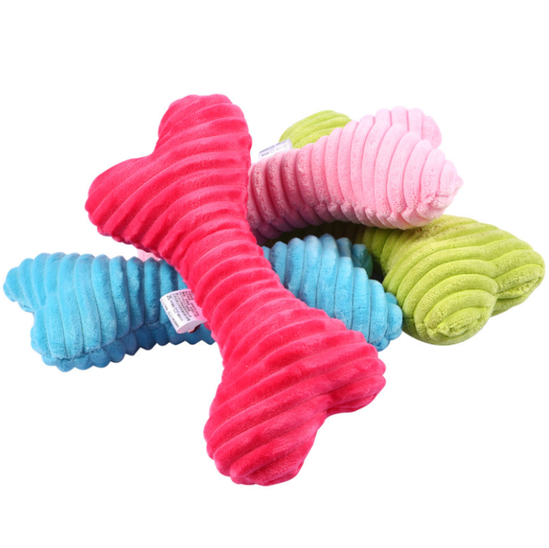 Design Customizable Logo Bite Resistant Chew Squeaky Plush Dog Bone Toy