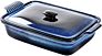 Unicasa 2.8Qt Covered Casserole Reactive Glaze Space Blue Baking Dish for Cooking Rectangular Casserole Dish with Lid