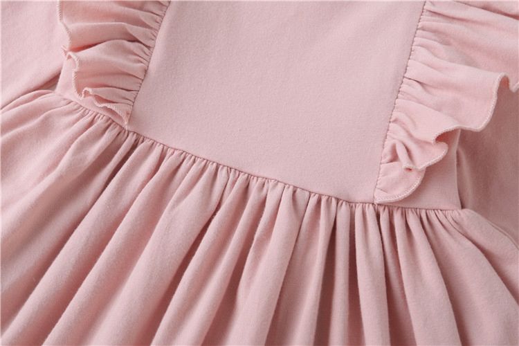 Customized Ruffle Sleeve Design Ladies Girl Solid Cotton Twirl Casual Elegant Baby Girl Casual Wear Casual Dresses