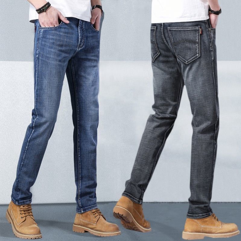 Sulee Top Men's Jeans Business Casual Elastic Straight Denim Pants Male Trousers