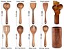 Healthy Non Stick Solid Durable Home Kitchen Serving Spoon Spatula Hanging Teak Wood Spatula Cooking Utensils Set