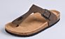 Top Men Buckle Straps Cork Sole Slip Slippers Sandals with Cow Leather Feet Bed