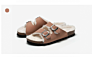 Warm Double Breasted Leather Pu Flat Bottom Casual Beach Cork Roman Slippers