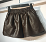 Girls' High Waist Pu Shorts Autumn and Trend Loose Leather Pants Outer Shorts