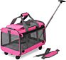 Pet Carrier with Detachable Wheels for Small and Medium Dogs Cats Platform Removable Stroller Heather Pink Gray Blue