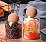 Lead-Free Glass Jar with round Cork Stopper Tea Sealed Jar Bar Counter Storage Flower Nectar Coffee Bean Display Bottle