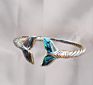 Handmade Cable Wire Bracelets Bangle Natural Abalone Shell Mermaid Bracelets Cuff Bangle Bracelet
