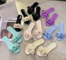 Stylish Girls Light Weight Shoes Colorful Flower Decoration Ladies Flat Slides Slippers