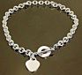 Women Silver O-Shaped Heart-Shaped Accessory Silver Necklace Bracelet Jewelry Set