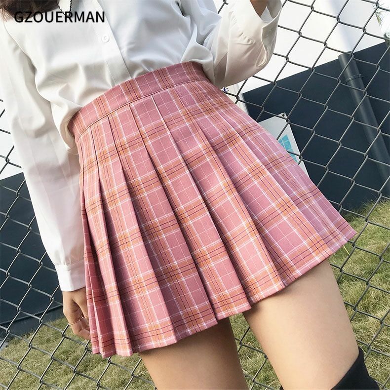 Buy Wholesale Women Plaid Skirt High Waist Stitching Student